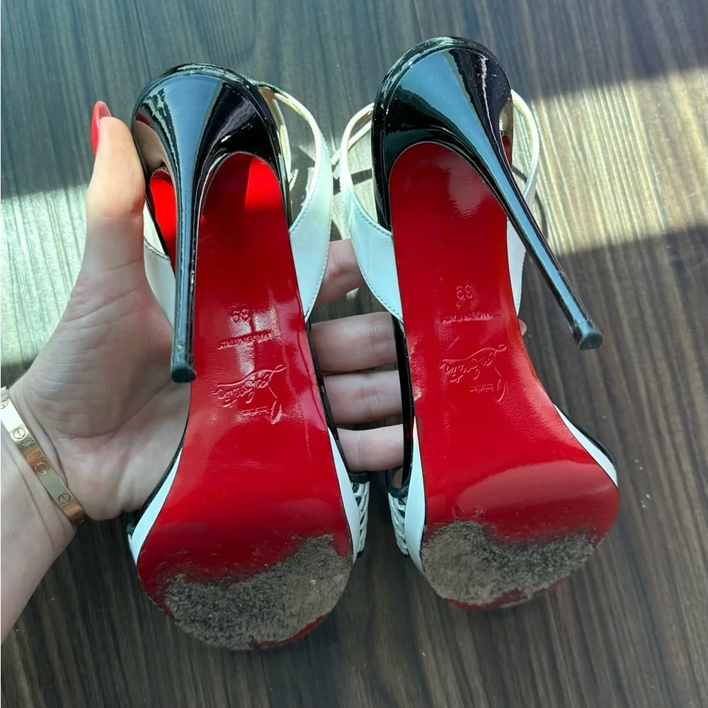 christian louboutin 39 open toe heels DISCOPORT 120 PAT/RETE/TIS TECHNO TENNIS - Picture 7 of 8